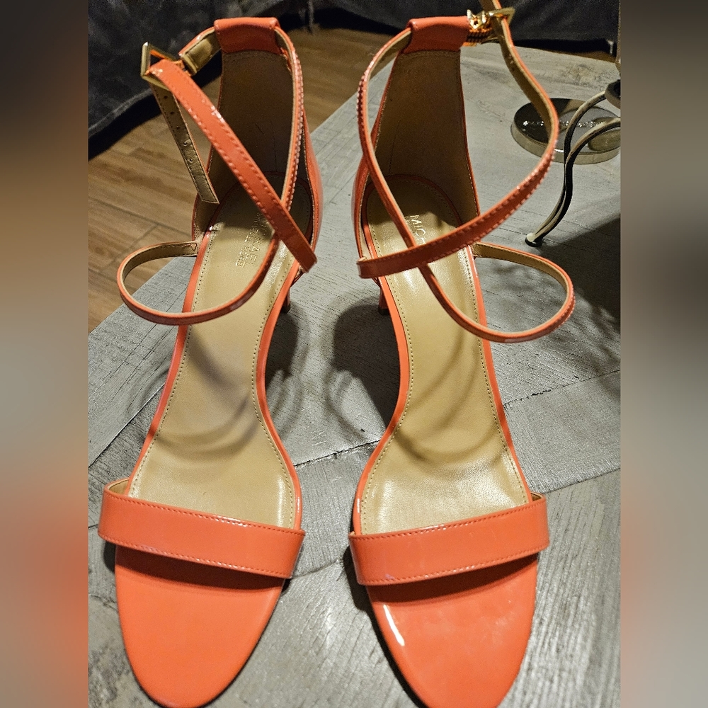 New Michael Kors Ava Mid-heel Sandal Size 10 Color Pink Grapefruit